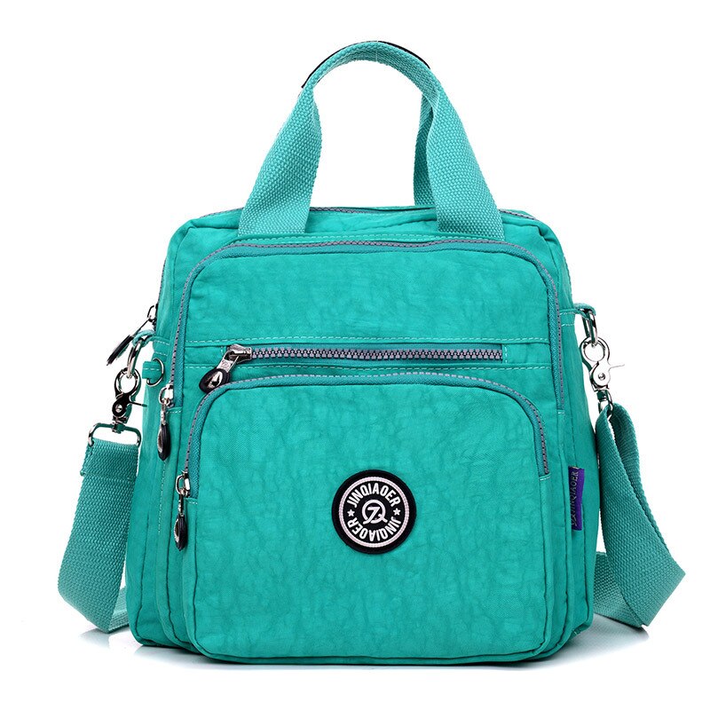 Tas Vrouwen Stijl Waterdichte Nylon Tas Crossbody Tas Mode Mama Schouder Multi-Functionele Rugzak: Lake Water Green Color