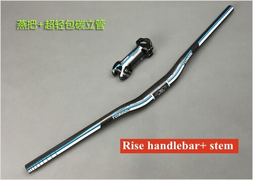 TOSEEK Kohlenstoff Faser Fahrrad Lenker setzt Flachen Anstieg Lenker + vorbau + sattelstütze Mtb Rennrad Bicicleta Fahrrad Teile schwarz blau: 14