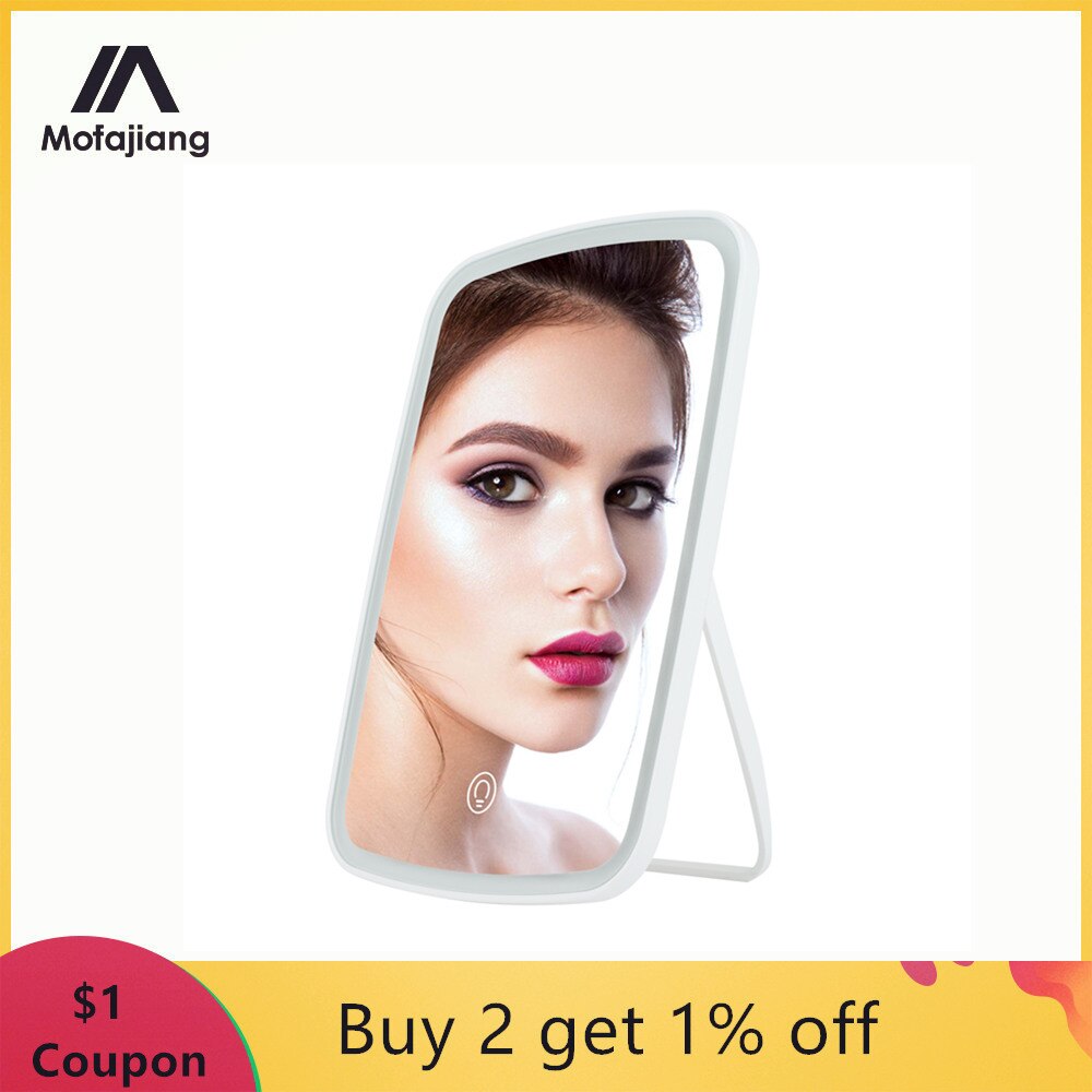 Makeup Mirror LED Cosmetic Mirror Lighted Touch Screen Mirror Operated Stand for Tabletop Bathroom Travel
