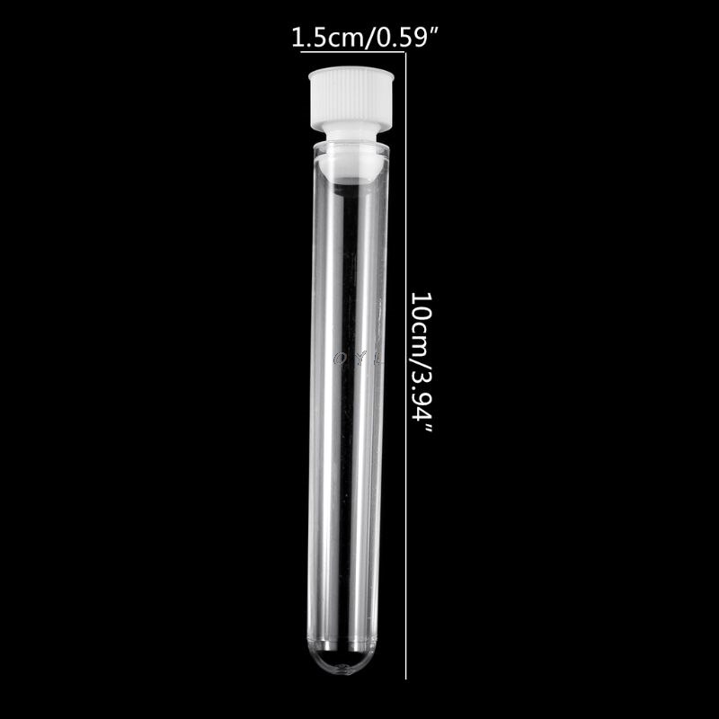 10Pcs/Pack 15x100mm Transparent Plastic Test Tubes Lab Test Tool With Screw Cap