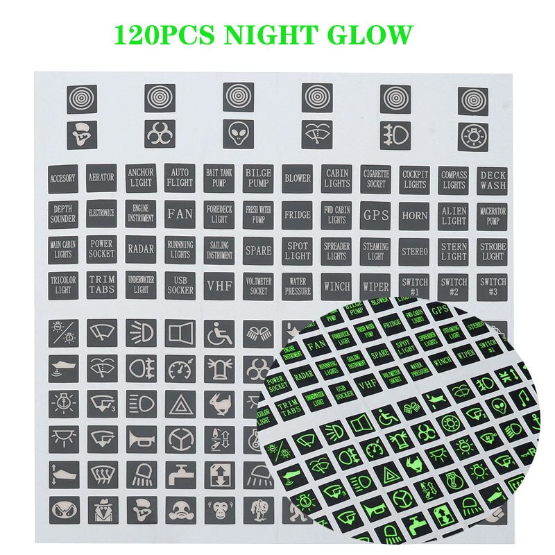 Rocker Switch Label Decal Circuit Panel Lichtgevende Sticker Voor Auto Marine Boot Truck Instrument Schakelaars Relais Decor Sticker