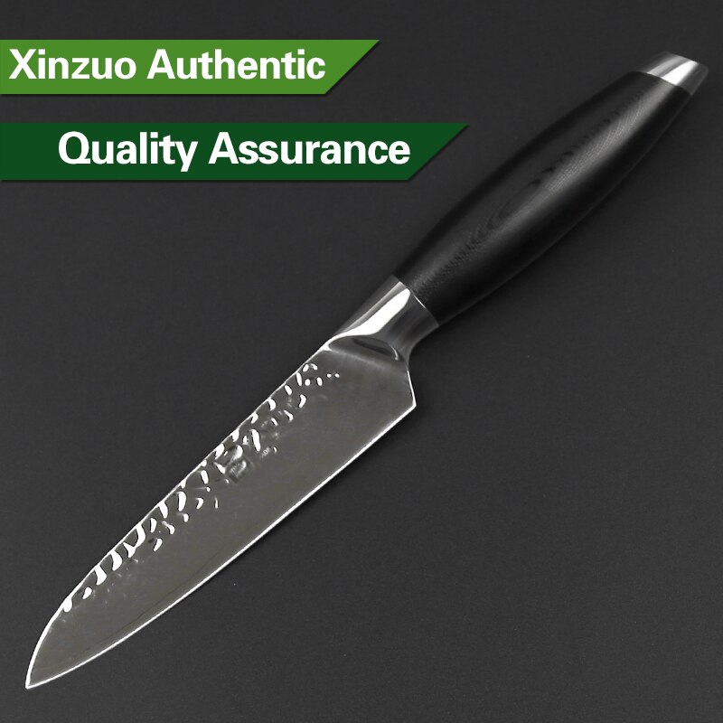 Xinzuo 5 '' tommer værktøjskniv 3 lag 440c køkkenkniv i rustfrit stål  g10 skaft samura frugtskæreknive