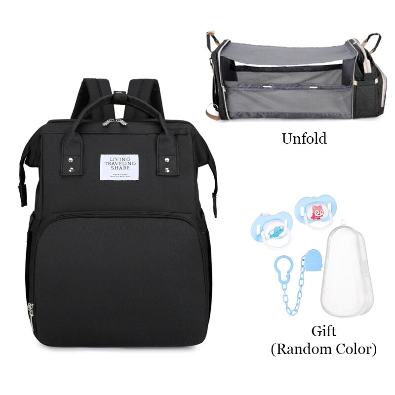 Folding Mommy Bag Lightweight Portable Folding Crib Bed Large-capacity Baby Backpack Female Mommy Outting Bag Bolsa Feminina DDJ: Standard-Black 1AFNZ