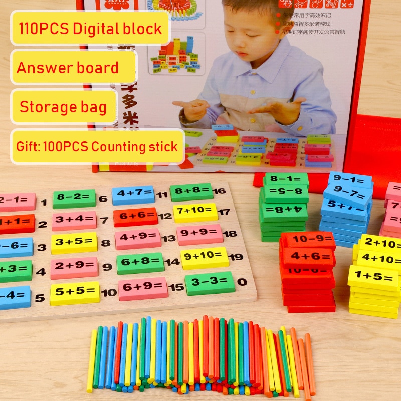 Kids Kind Houten Math Speelgoed Multicolour Wiskunde Math Domino Blokken Vroeg Leren Speelgoed Sets Voor Kinderen Educatief Math