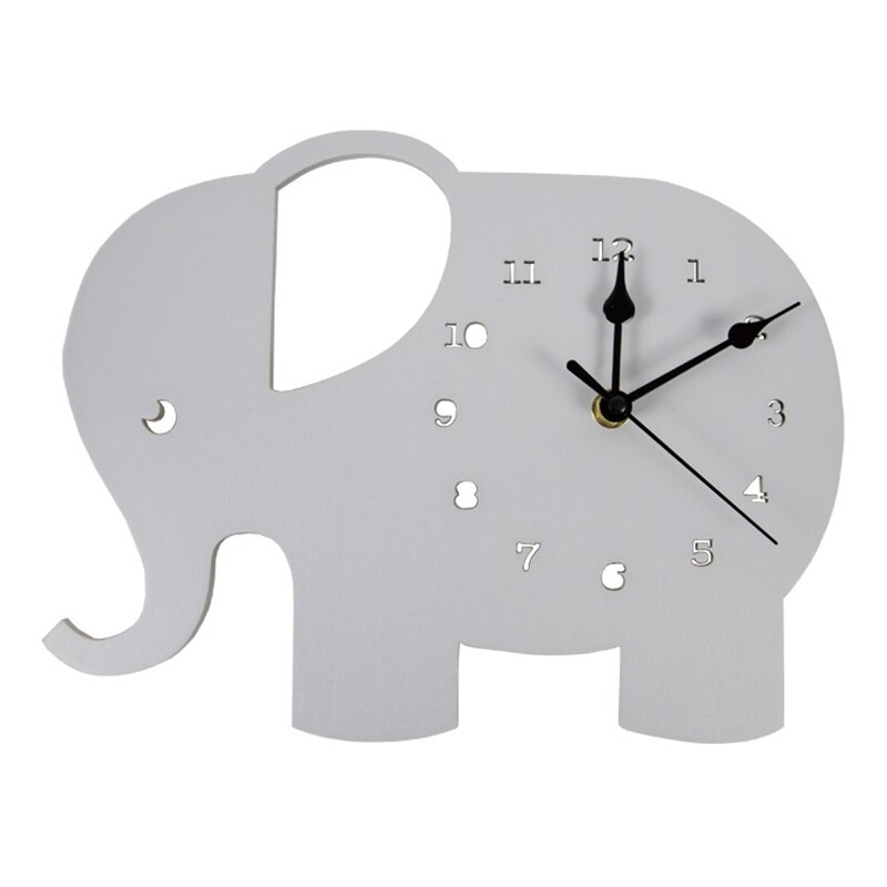 1Pc Mute Houten Wandklok Olifant Vormige Kinderkamer Home Decoratie Opknoping Klokken Houten Naald Muur-Klok: Default Title