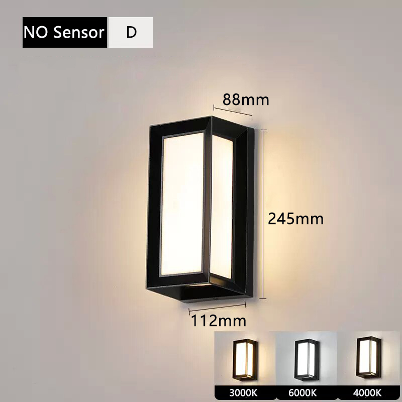 Lámpara Led de pared con Sensor de movimiento IP65 resistente al agua, luces para porche, balcón, jardín, lámpara de pared, cobertizo, luz Led de pared para exteriores para el hogar: Gris claro / RGB / 8W