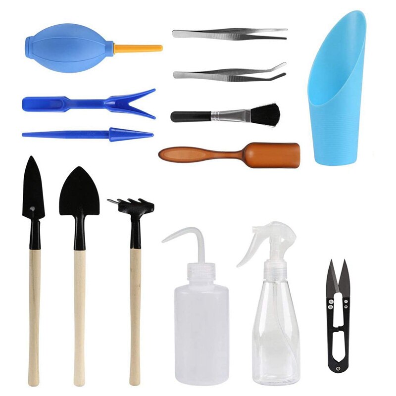 14 Uds Kit de plantador de jardín suculenta herramienta de plantación DIY herramienta de siembra de trasplante herramienta de siembra abono de bonsái Dispositivo de perforación