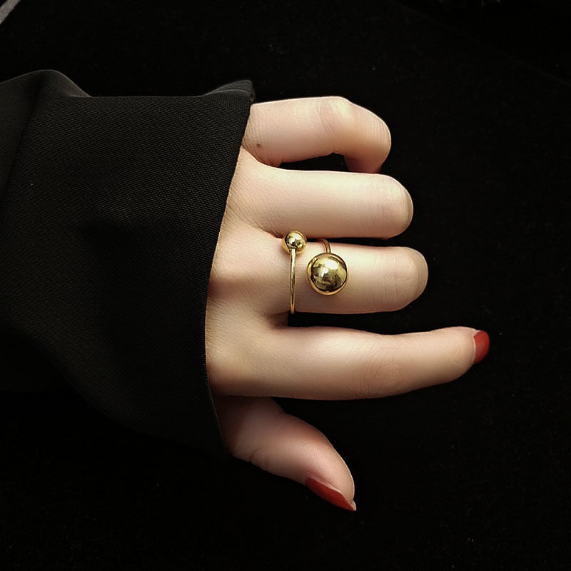 316l Roestvrij Staal Mode Fijne Sieraden Punk Stijl Minimalisme Verstelbare Maat Dubbele Bolringen Voor Vrouwen