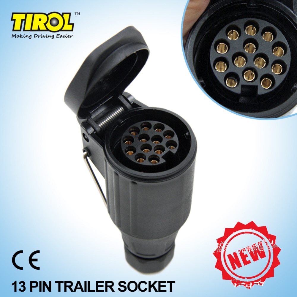 Tirol 13-Pin Trailer Socket Black frosted materials 13-Pole Trailer Socket 12V Tow bar Towing Socket Vehicle End T21223b