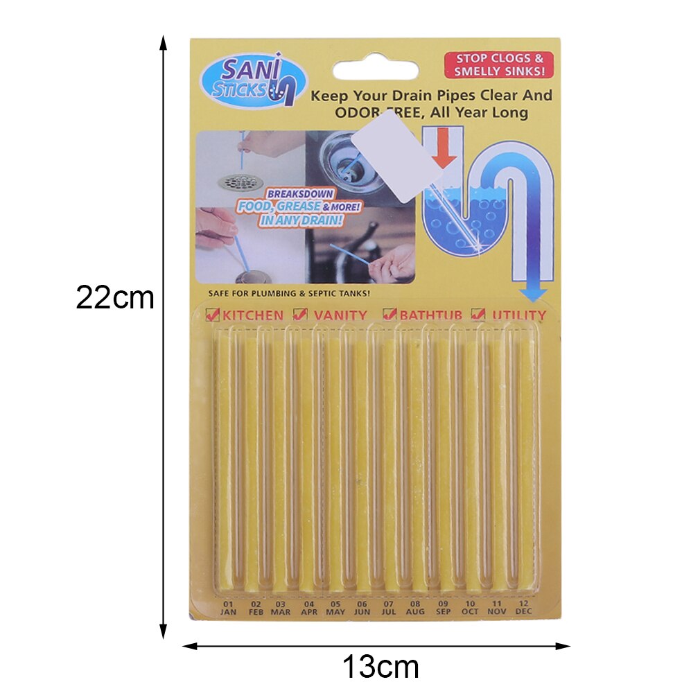 12pcs Rod Drain Cleaner Kitchen Toilet Bathtub Sewage Decontamination To Deodorant Sewer Cleaning Tool