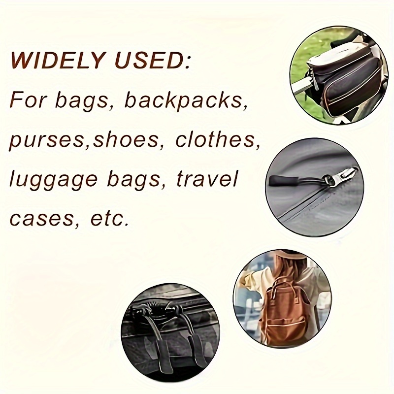 10 black plastic zipper puller, durable PVC zipper puller, suitable for bags, backpacks, clothes, suitcases, etc
