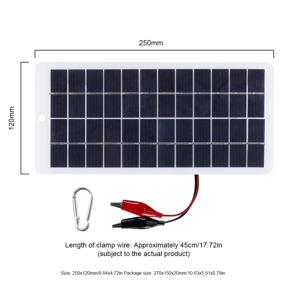 Ładowarka słoneczna 10 W z karabińczykiem 12 V Power Bank na energię słoneczną Polikrzemowa ładowarka słoneczna Przenośna płyta do akumulatora 9-12 V