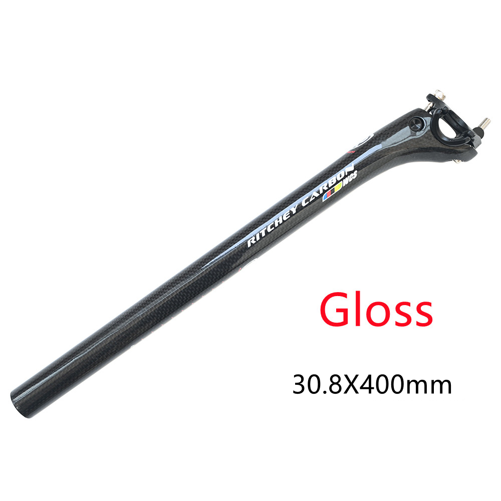 Tija de sillín de carbono 27,2/30,8/31,6mm mate/brillo 3k fibra de carbono MTB/bicicletas de carretera tija de sillín de fibra de carbono tubo de asiento ligero 350/400mm: Negro