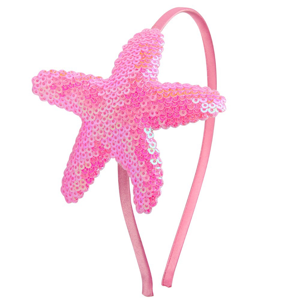 Diademas de estrella de mar con lentejuelas para niña, diadema brillante para bebé, de cumpleaños con purpurina, diademas, accesorios para el cabello: Rosa