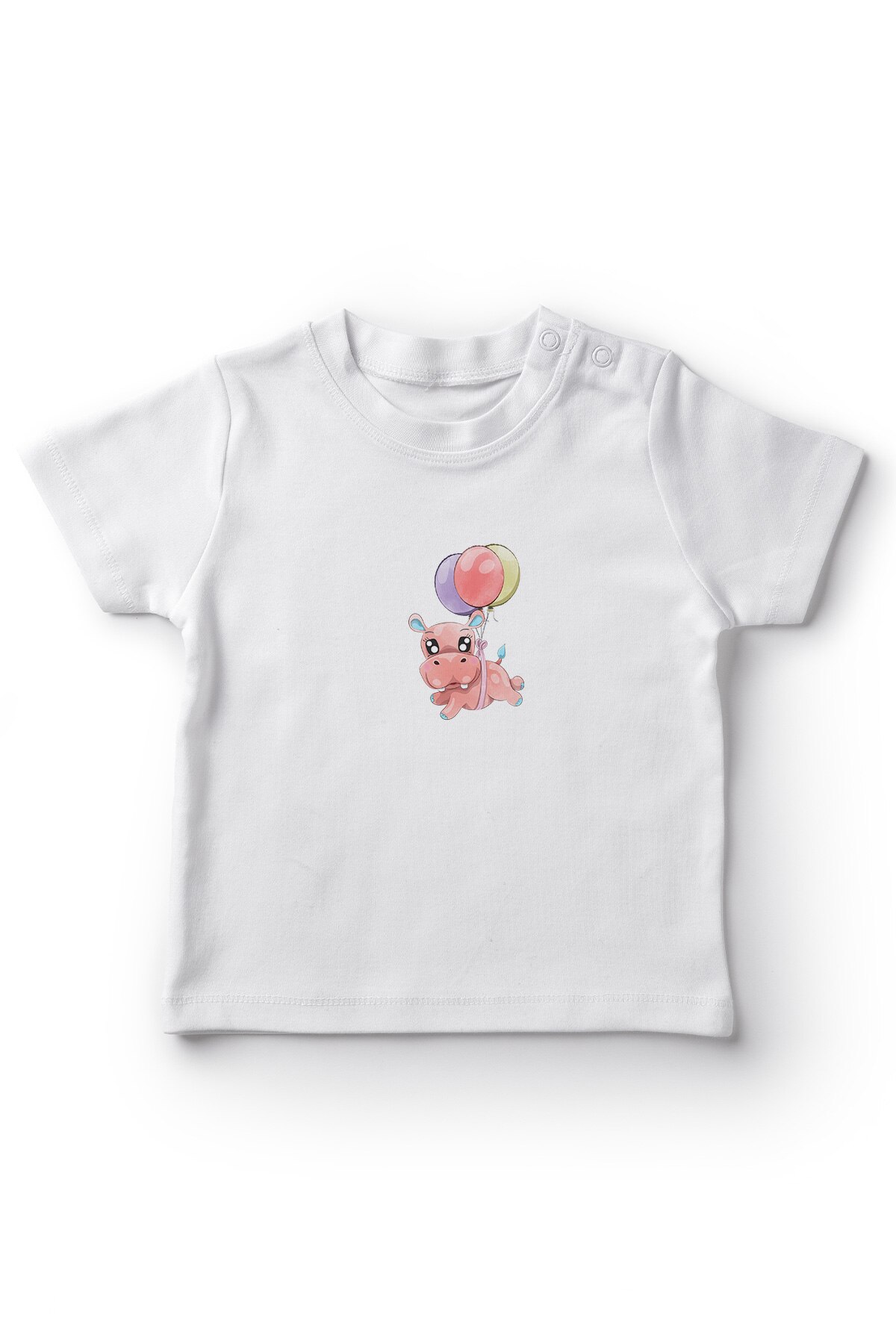 Angemiel Baby Balloon Flying Cute Hippo Baby Girl T-Shirt with White