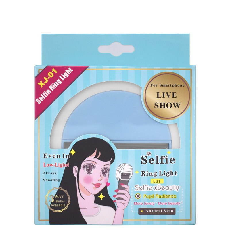 GESCAS – lampe annulaire Led avec Clip et batterie externe, éclairage annulaire pour remplissage de téléphone, beauté, Selfie: Bleu
