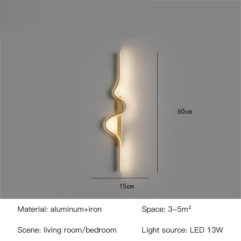 Minimalistisk led-væglampe til sengebord, stue, soveværelse, trappe, korridor, køkken, butik, tv, baggrund, moderne, sort, natbelysning: S / Varm hvid  (2700-3500k) / Grå