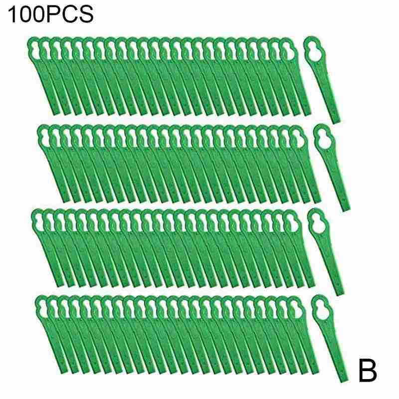 100pcs Plastic Blade Cutter Replace For Trimmer Garden Lawn Mower Strimmer Blade Stihl-PolyCut 2-2 Cordless Grass Garden Crop: green