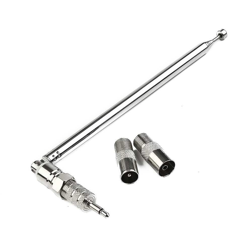 Antenne Radio Télescopique DAB FM, Adaptateur Aérien, Récepteur AV HiFi, Mini Système 75cm avec Connecteur F-Mâle + 3 Cavités