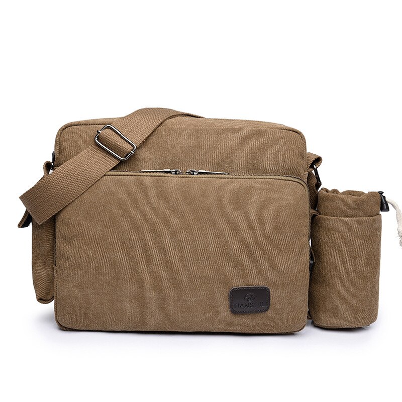 Männer Leinwand Multifunktions Messenger Schulter Taschen Solide Aktentaschen Koffer Tasche Karte Tasche Für Büro Taschen Outdoor Reisetasche: Coffee 2