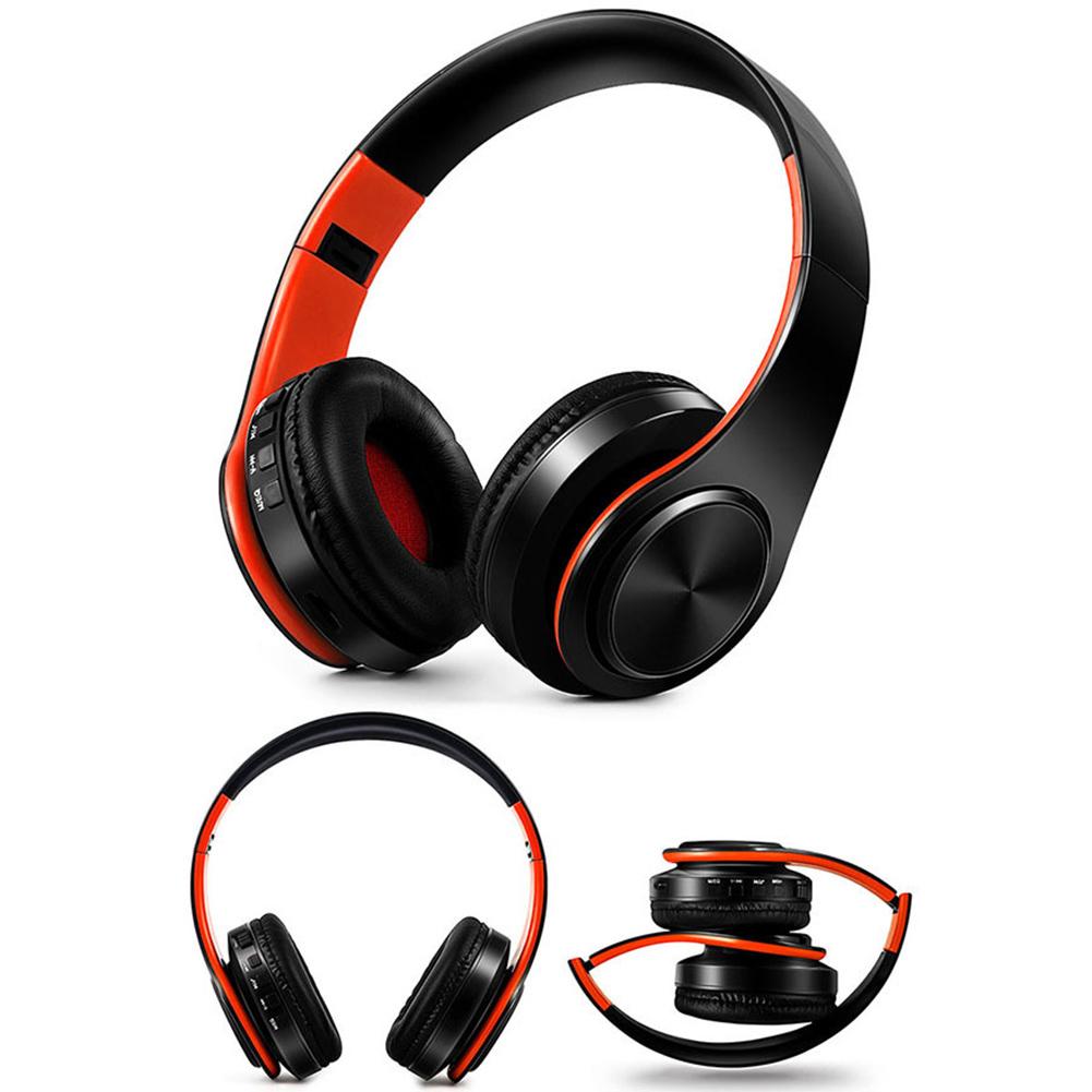 Bluetooth 4.0 Foldable Stereo Wireless Headphones Heavy Bass Headsets with Mic EDR Bluetooth Sports Earphone For Phone PC: Black Red