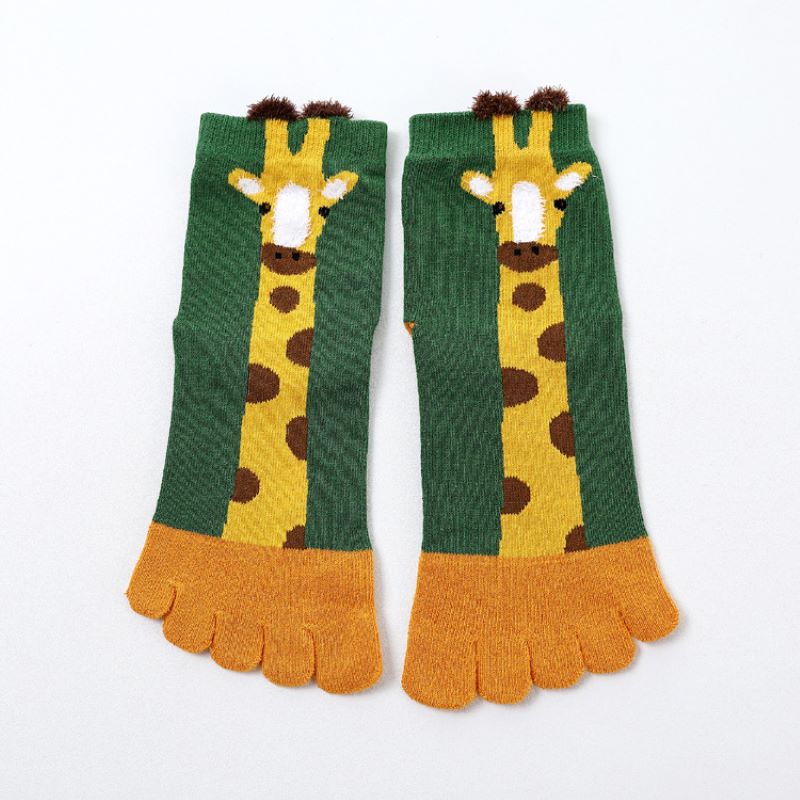 Children Kids Girls Toe Socks Cute Cartoon Cotton Baby Girl Socks Boy Toddler Spring Five Finger Socks 3-10Y: green / M(7-10T)