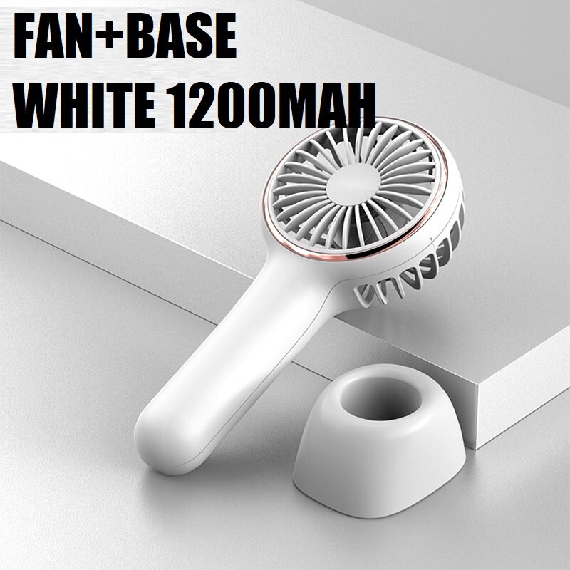 Mini Fan Battery Portable Electric USB Rechargeable Handheld Cooling Air Conditioner for Outdoor Home Office: 1200mah White