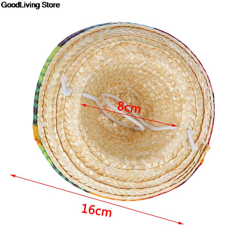 1pcs Mini Pet Dogs Straw Hat Sombrero Cat Sun Hat Beach Party Straw Hats Dogs Hawaii Style Hat For Dogs Funny Acc