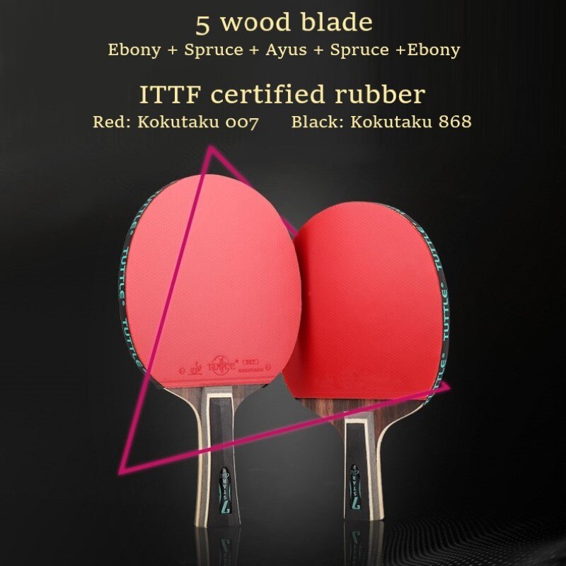 Tuttle 7 estrela raquete de ping pong 5 madeira pingpong bat profissional raquete de tênis de mesa com espinhas-em borrachas de certificação ittf