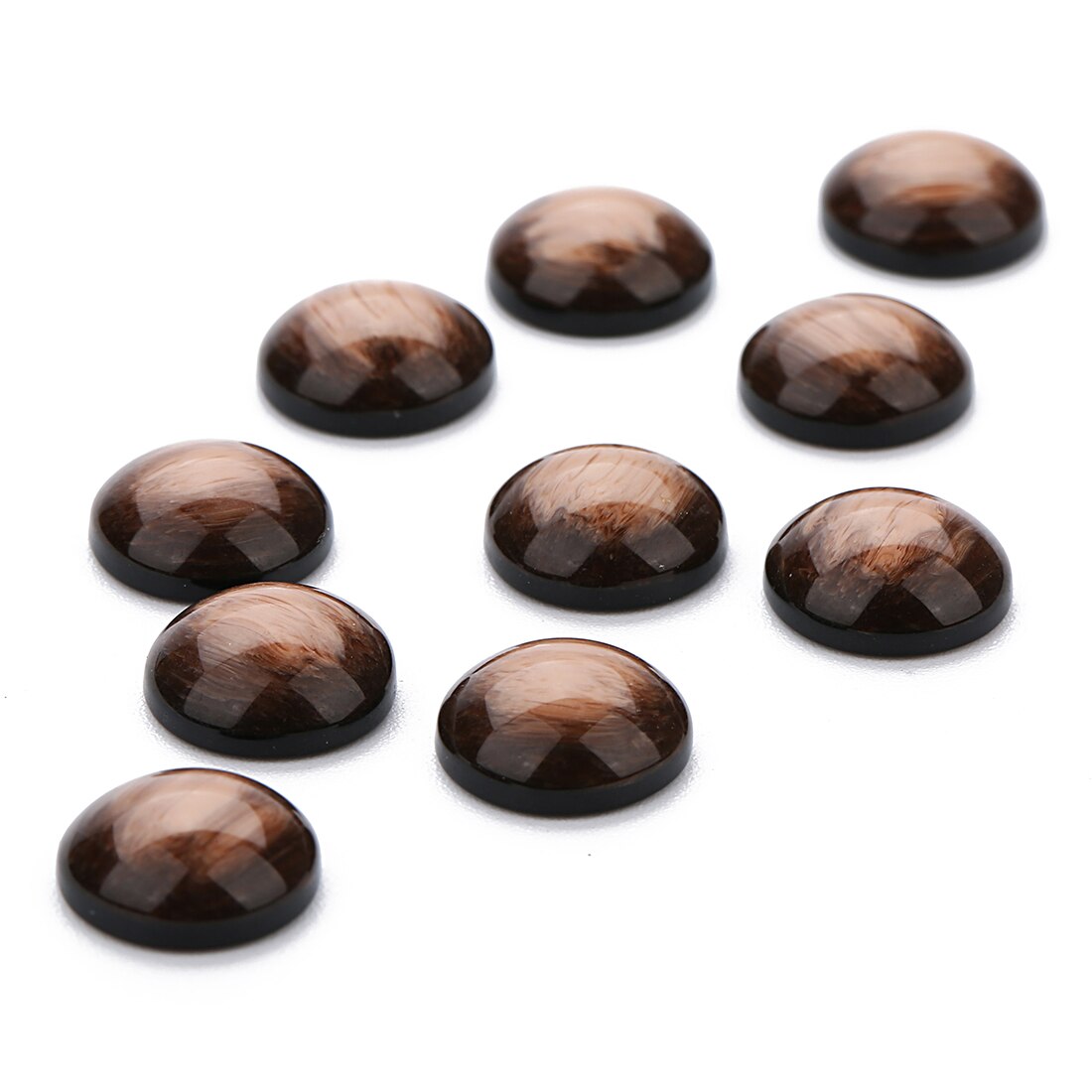 30 pcs/lot 12mm résine ronde cristal Cabochon Flatback fait à la main Cabochon ajustement Base anneau pendentif réglage pour les résultats de bijoux: brown