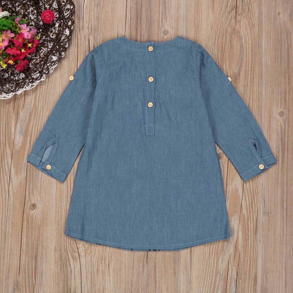 Mode Baby Kids Meisjes Korte Mouw Bloem Borduren Denim Prinses Jurken Peuter Meisje Zomer Kleding Hoge