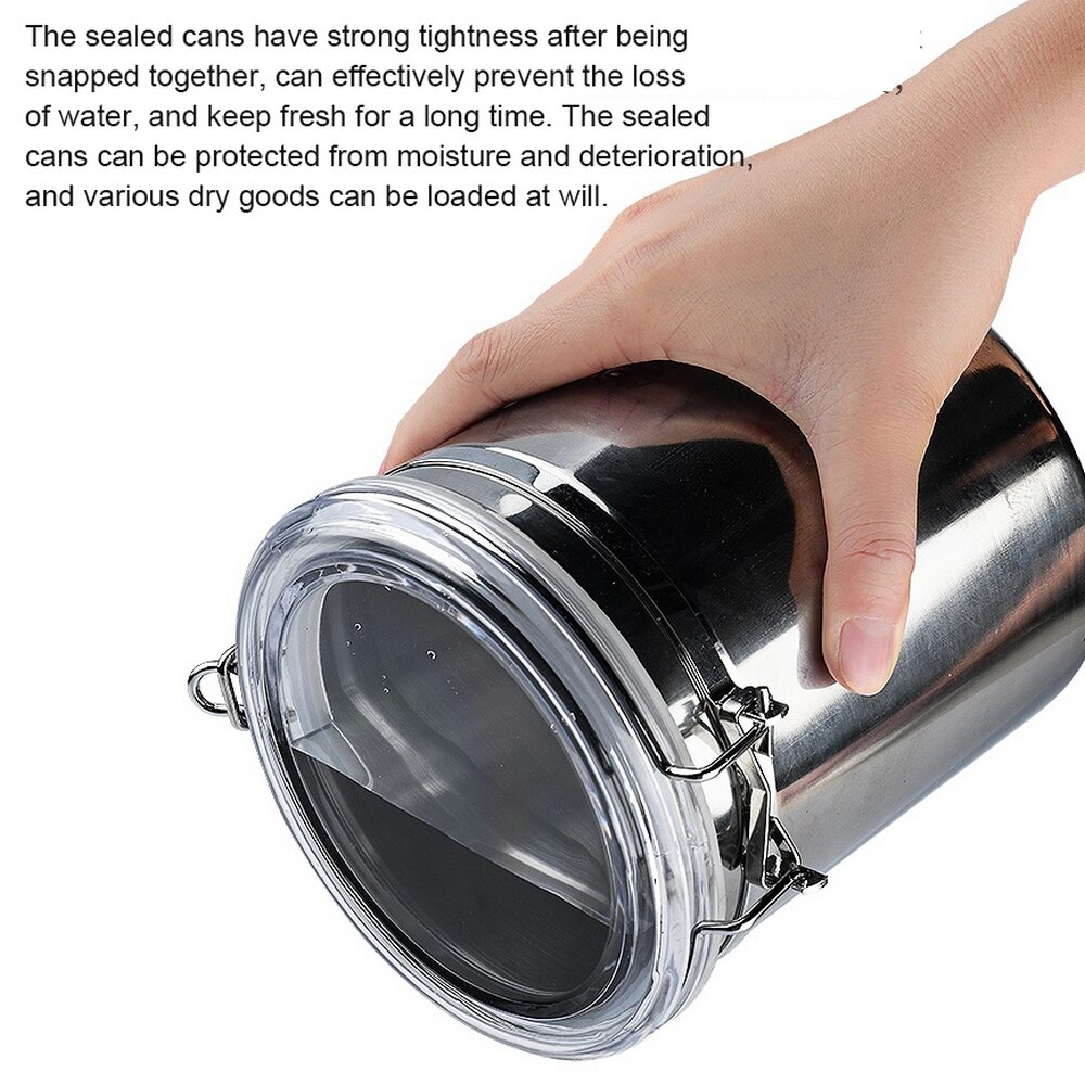 Latas selladas de acero inoxidable, tarro de vidrio para almacenamiento de alimentos, sin plomo, botellas de almacenamiento de cocina, latas, hebilla de almacenamiento de grano, mantenimiento fresco, cans5