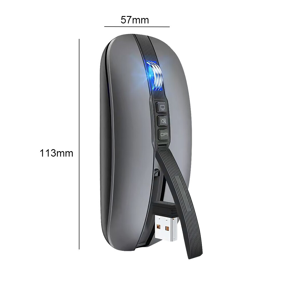 M113 Bluetooth-Compatible Wireless Gaming Mouse USB 2.4G 2400DPI PC Laptop Mouse Home Office Smooth Gaming Business: Gray