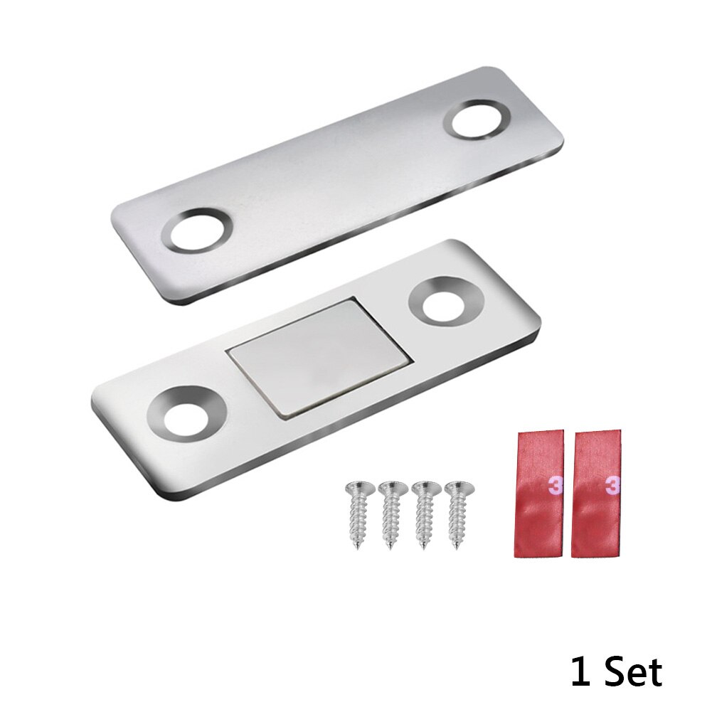ETUUD Strong Magnetic Door Closer Cabinet Catch Latch Cupboard Thin Closures Stops Hidden With Screw Closet Furniture Hardware: 1 Pair(2Pcs)