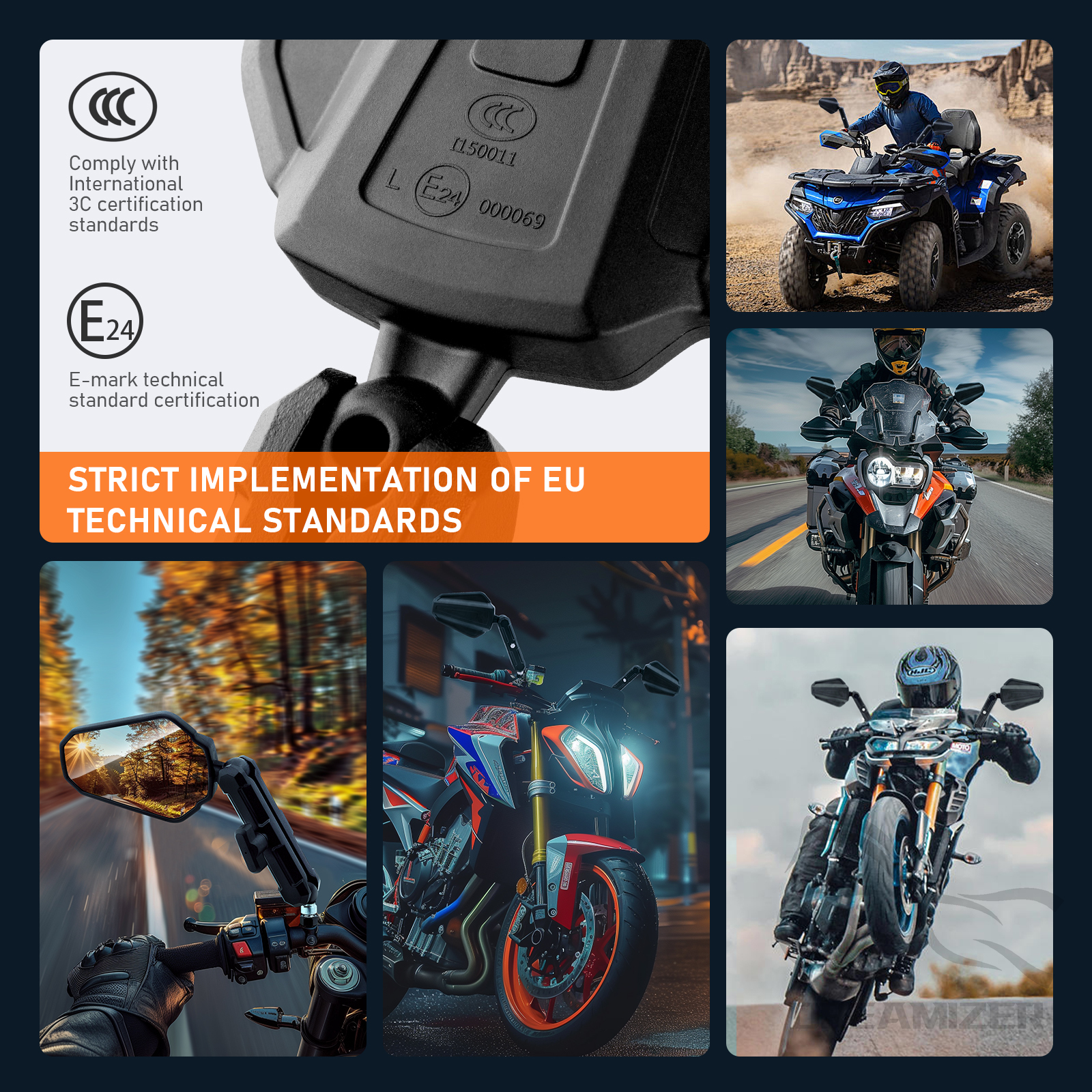Specchietti universali per moto Specchietto laterale per manubrio pieghevole regolabile ad angolo compatibile con Adventure Dirt Street Bike ATV