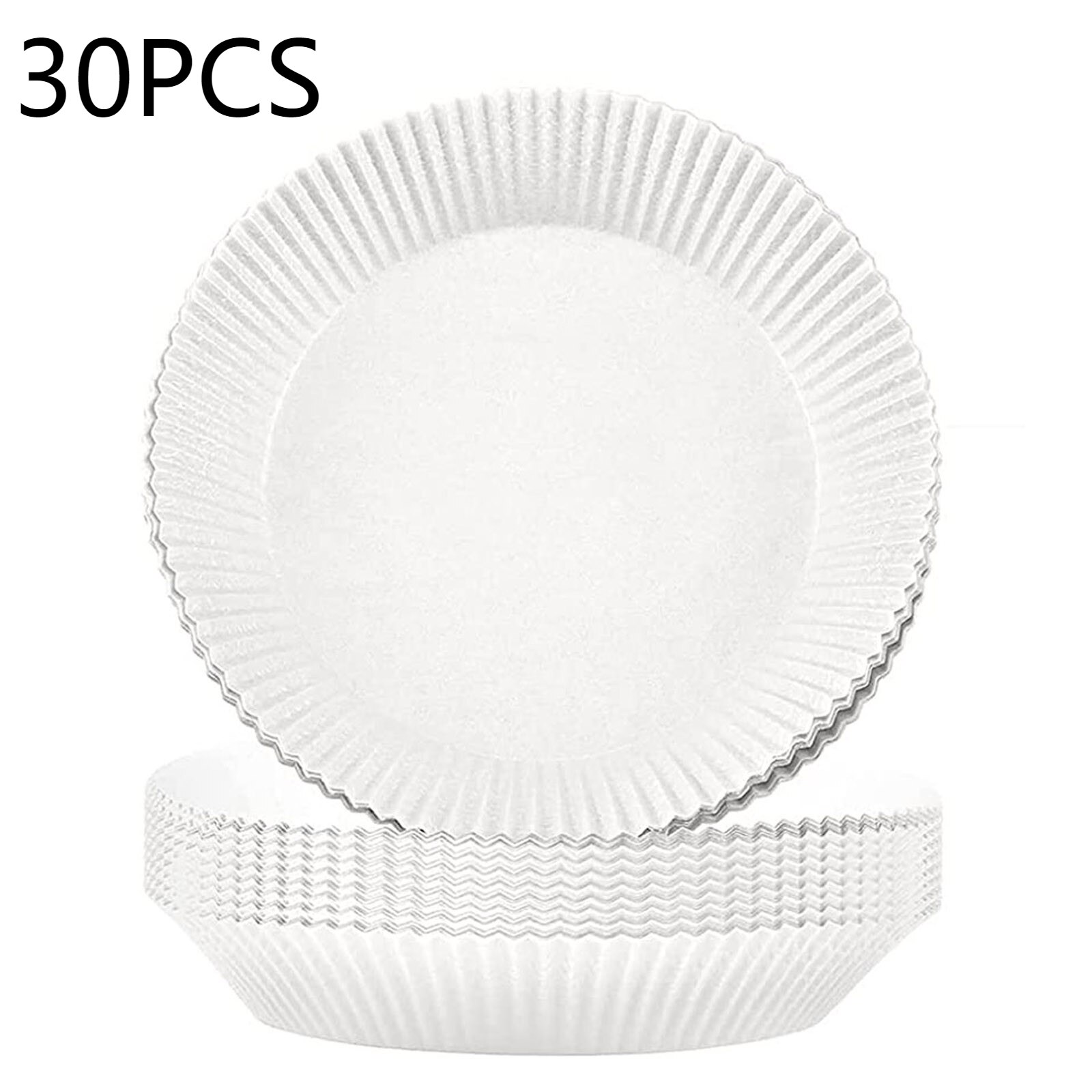100/50pcs 16cm Friteuse à Air Jetable Papier Doublure Antiadhésive Tapis Parchemin Pâte De Bois Vapeur Rond Papier Doublure: White 30PCS