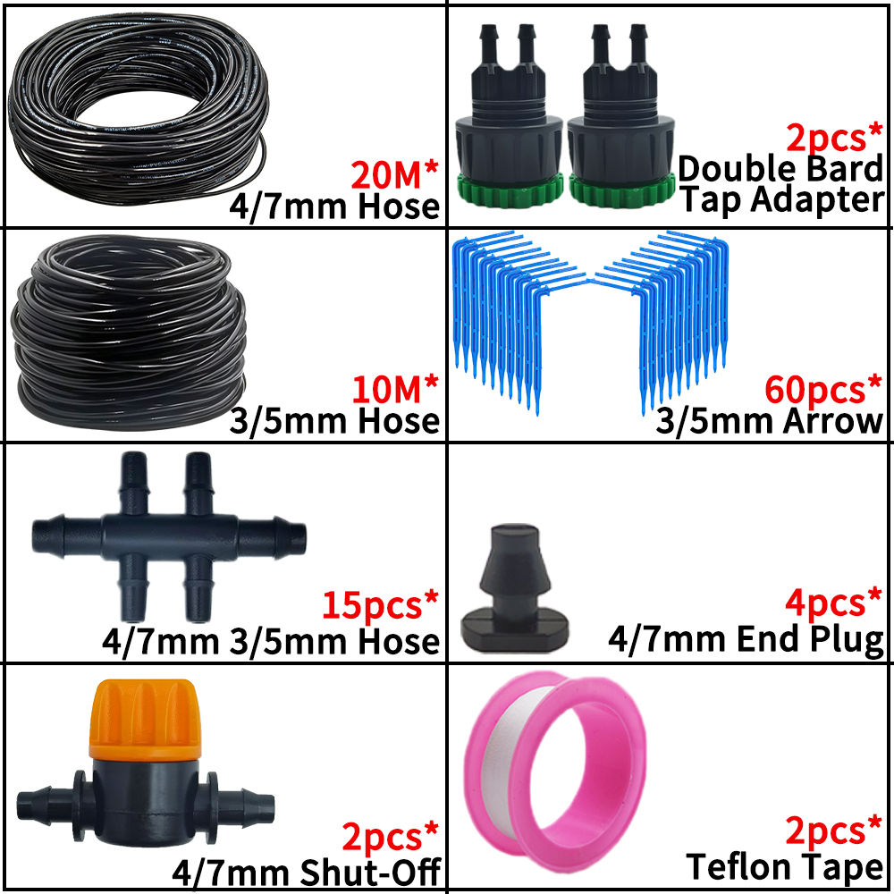 Oasis Garden 4/7mm to 3/5mm Hose Automatic Watering Drip Irrigation System Kit Elbow Emitter Potted Plant Home Bonsai Greenhouse: Orange