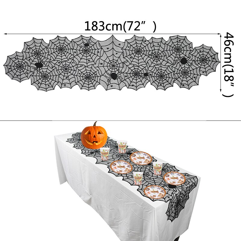 1pc halloween blonder edderkop web duge rektangel pejs tørklæde dækning møbler dekoration lampeskærm halloween fest indretning: B04