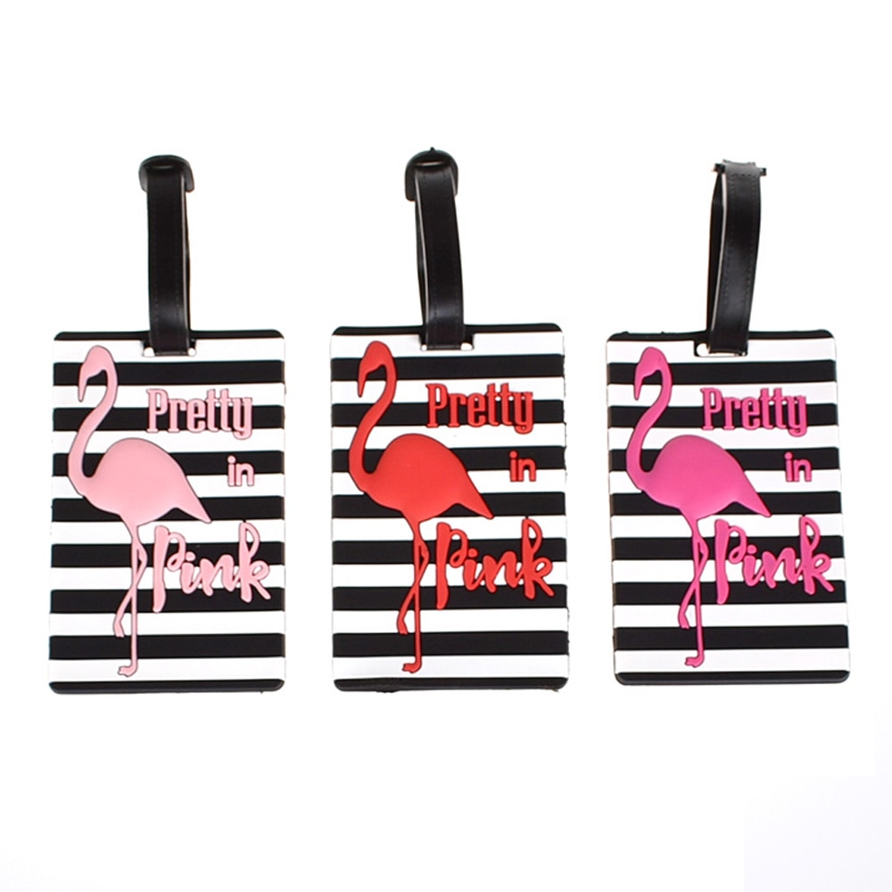 Étiquette de bagage Animal Flamingo | Porte-adresse d'identification, étiquette d'embarquement des bagages, valise en cuir PU, étiquette Portable, accessoires de voyage