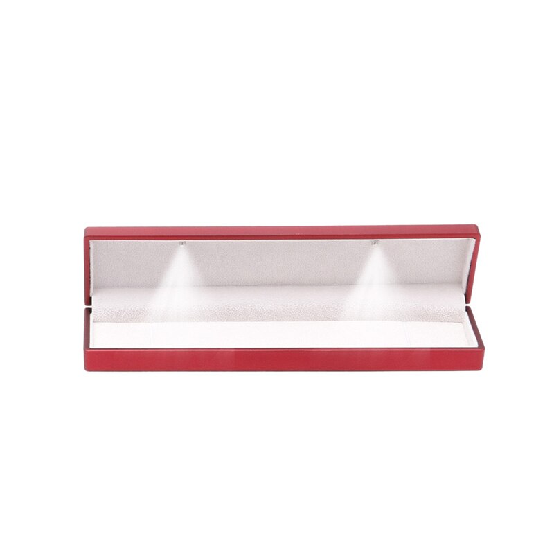 LED Velvet Long Boxes Necklace Padent Box Wedding Jewelry Display Case: red
