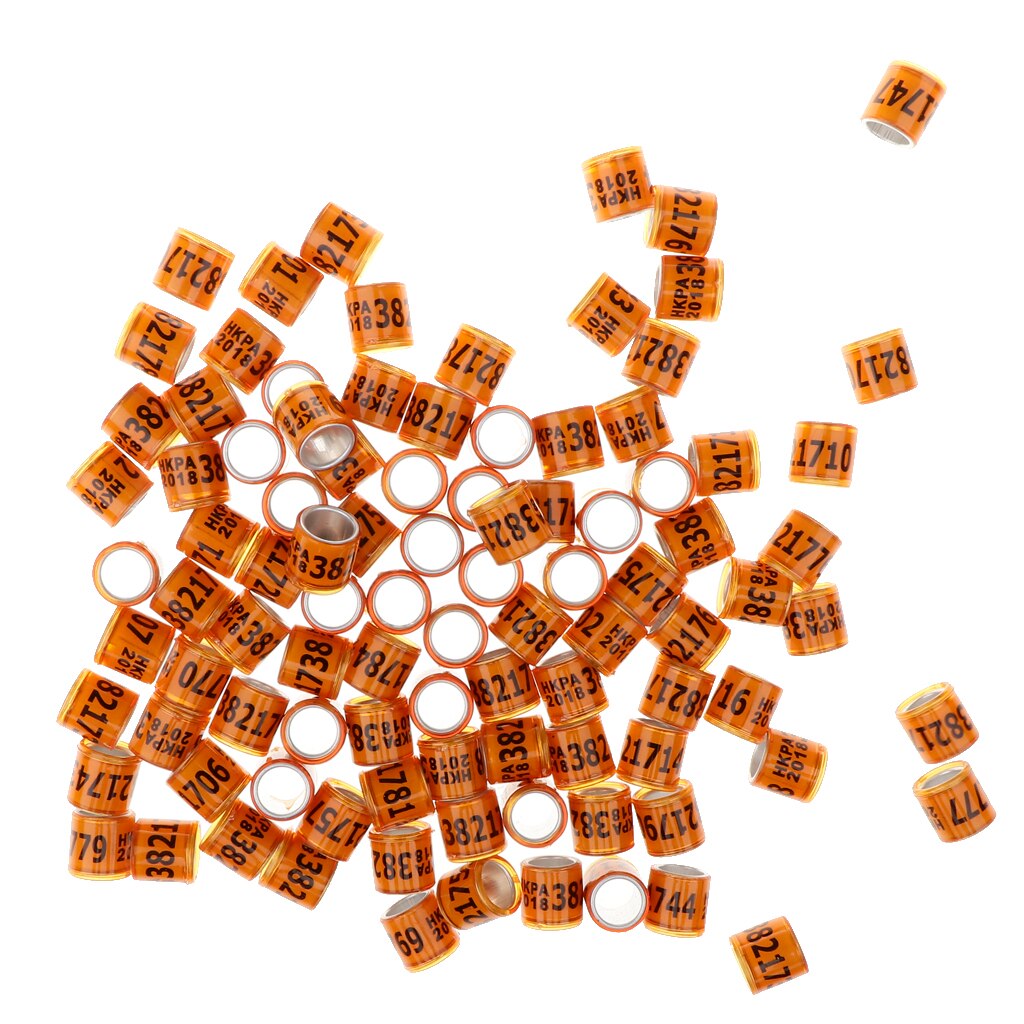 100 Pieces Racing PIgeon Leg Ring Tag Band w/ Place and Number Mark, Premium: Yellow