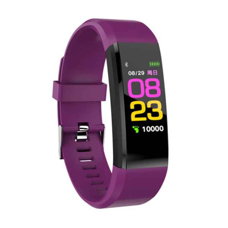 Lintimes lovers dames heren bluetooth smartwatch hartslagmeter bloeddrukmeter fitness tracker armband: Paars
