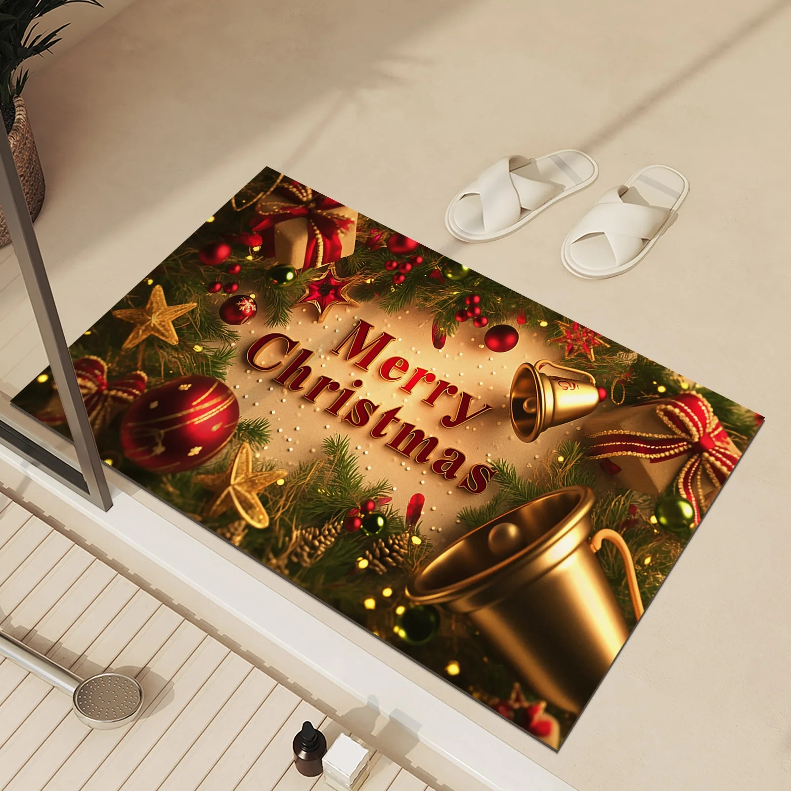 Weihnachts-Fußmatt, waschbar, für Höhle Außenbereich, Innenbereich, Eingang, Teppich, Heimdekoration, Bodenmatte für Haustür, Flur, Badezimmer: 40x120 cm / Licht Grau