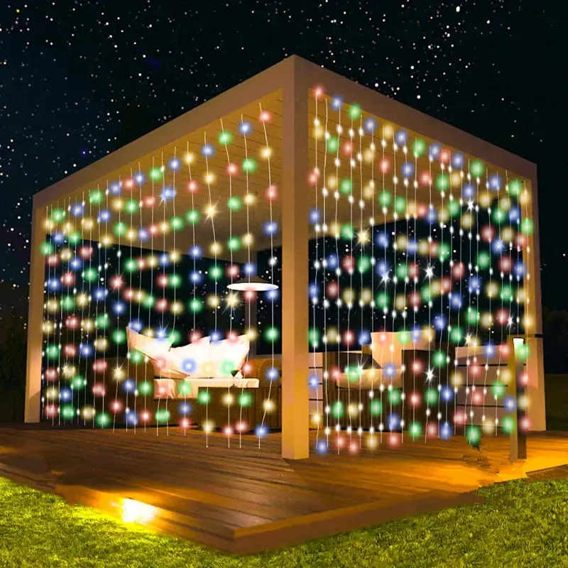 600/300/200/100LED luces de cortina solares luces de hadas al aire libre luces LED decoraciones de boda de Navidad luces de cadena decoración de jardín