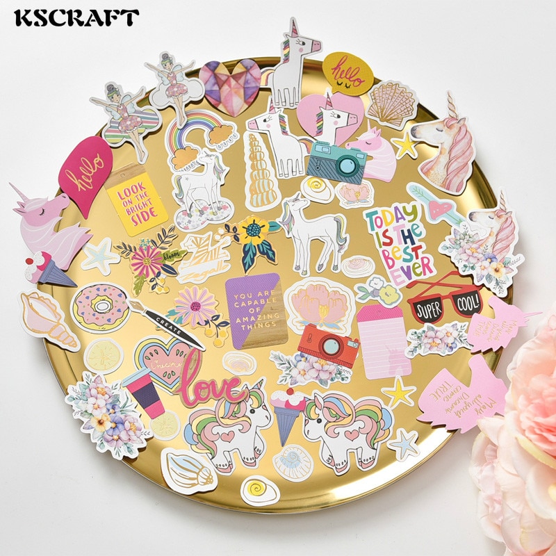 KSCRAFT 45pcs Cute Unicorn Stickers for Scrapbooking Happy Planner/Card Making/Journaling Project