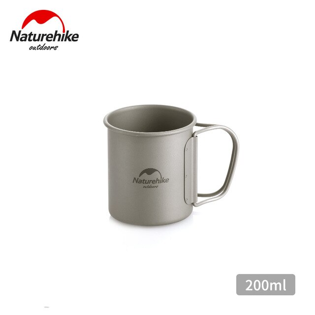 Naturehike ultralette titanium kop skål udendørs camping picnic vand kop krus med foldbart håndtag: 200ml kop