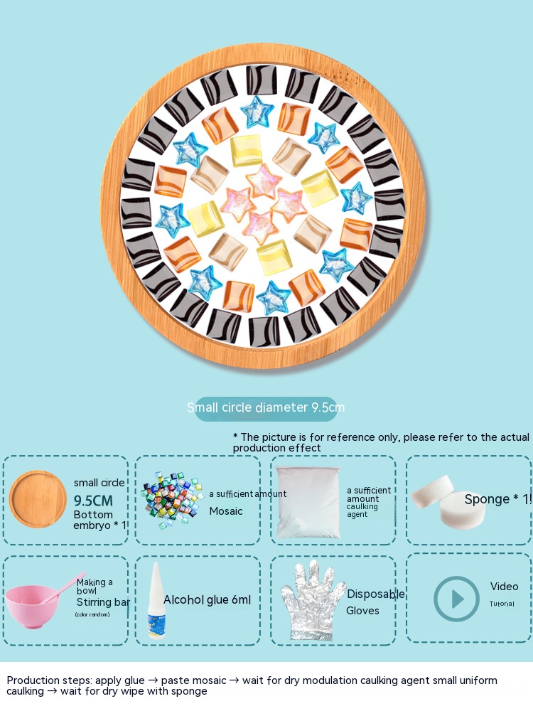Posavasos de mosaico hecho a mano para niños, bandeja de madera para vajilla, tapete para tazas, artesanía, fácil de hacer, de Navidad: Multicolor
