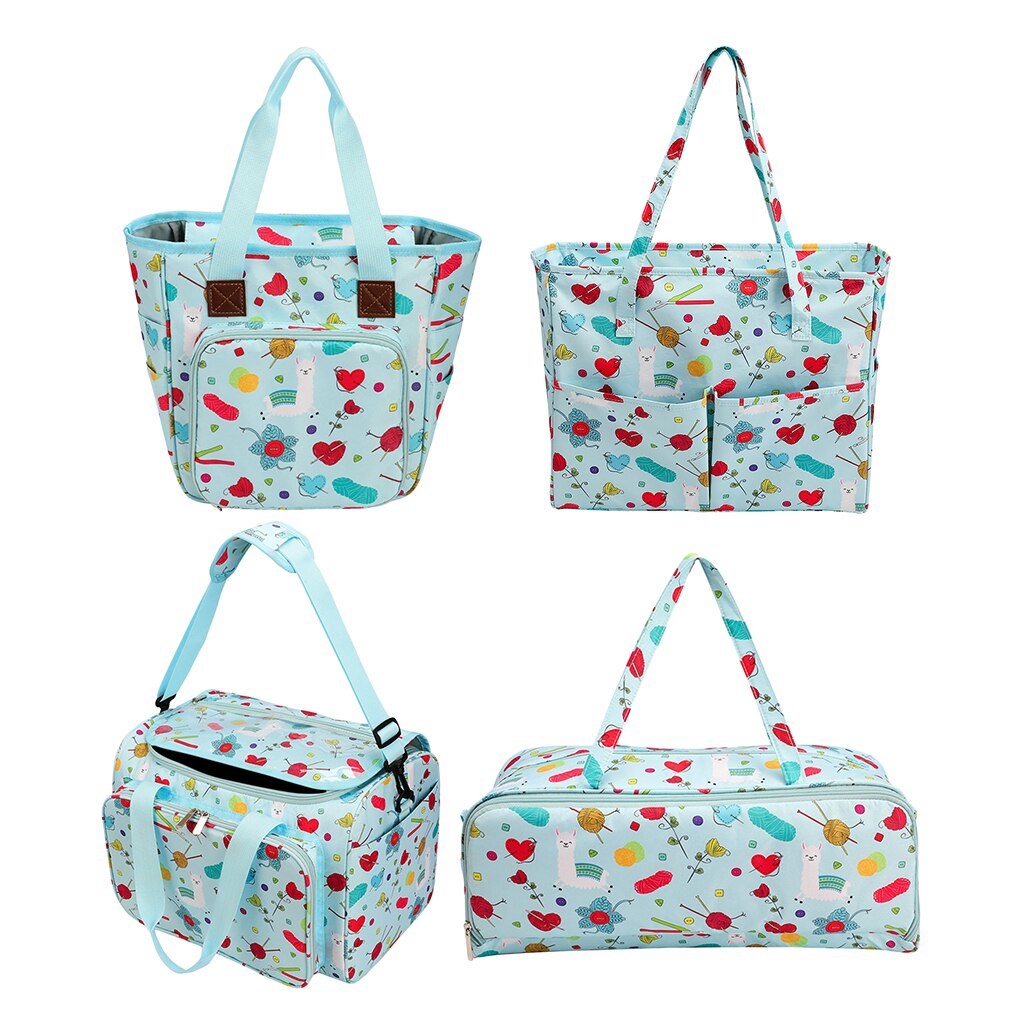 Bolso de Punto ligero con cremallera, bolsa de hombro con aguja de ganchillo, caja de hilo, accesorios de costura, organizador de almacenamiento, bolso de ganchillo