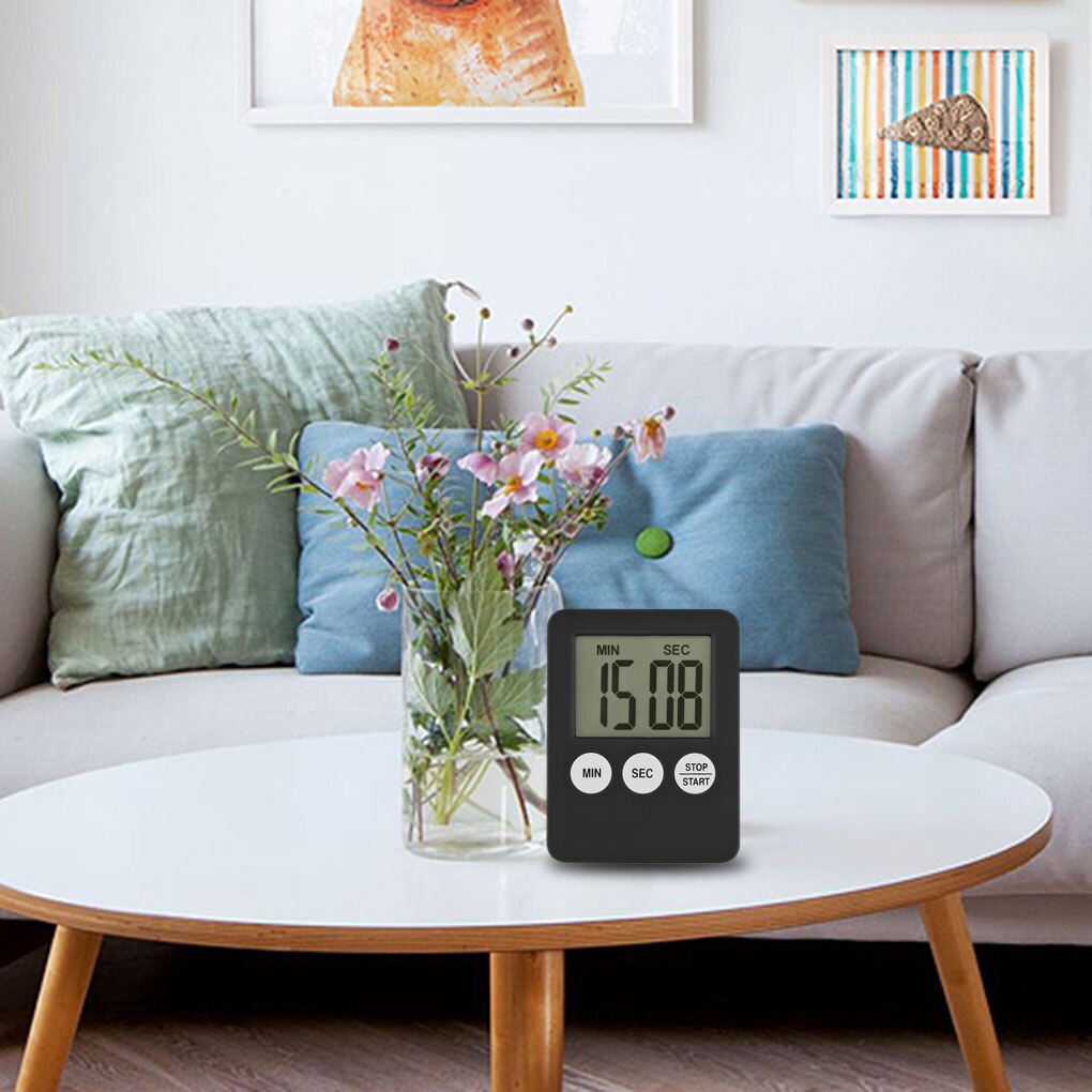 LCD Digital Screen Kitchen Timer Square Cooking Count Up Countdown Alarm Clock Mute Reminder ABS Portable Baking Timer
