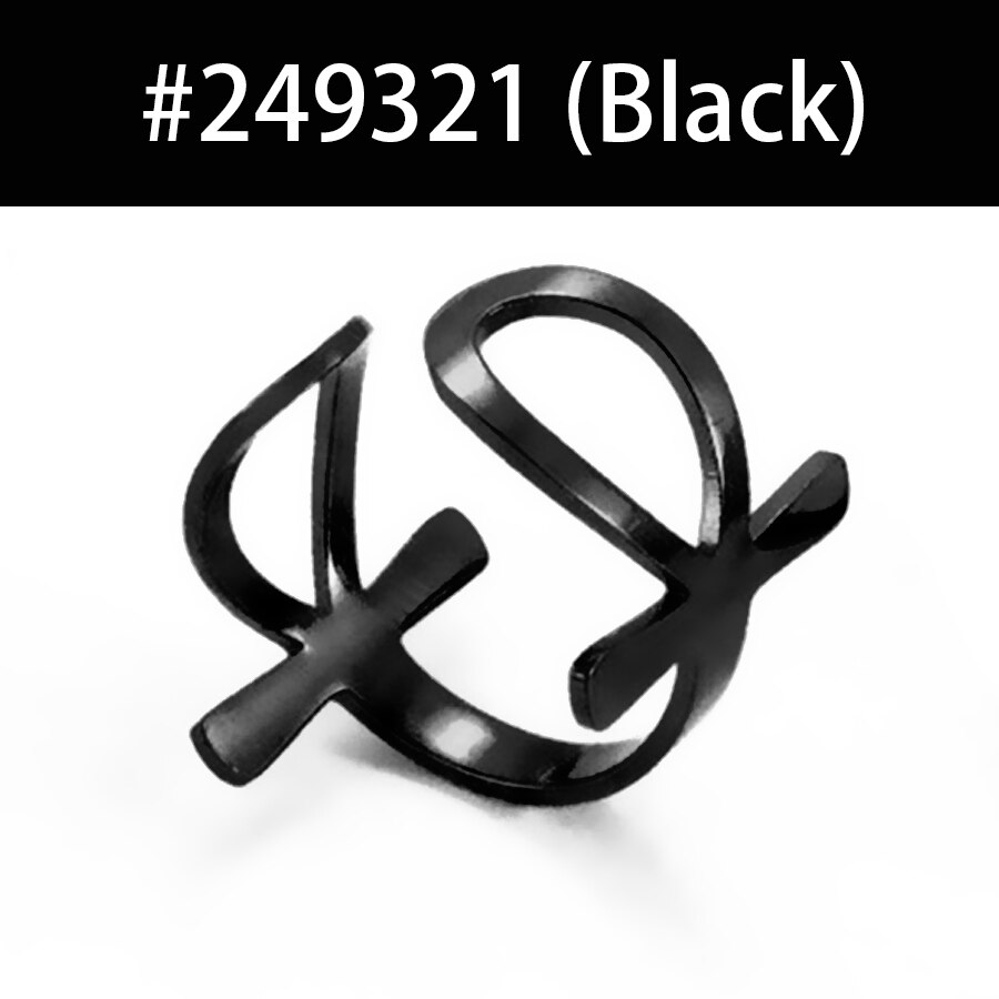 Anniyo Ankh Ring Vrouwen Meisjes Afrikaanse Egyptische Cross Charm Finger Ring Sieraden Rvs Egypte Hiërogliefen Nijl Key #249321: Black Color